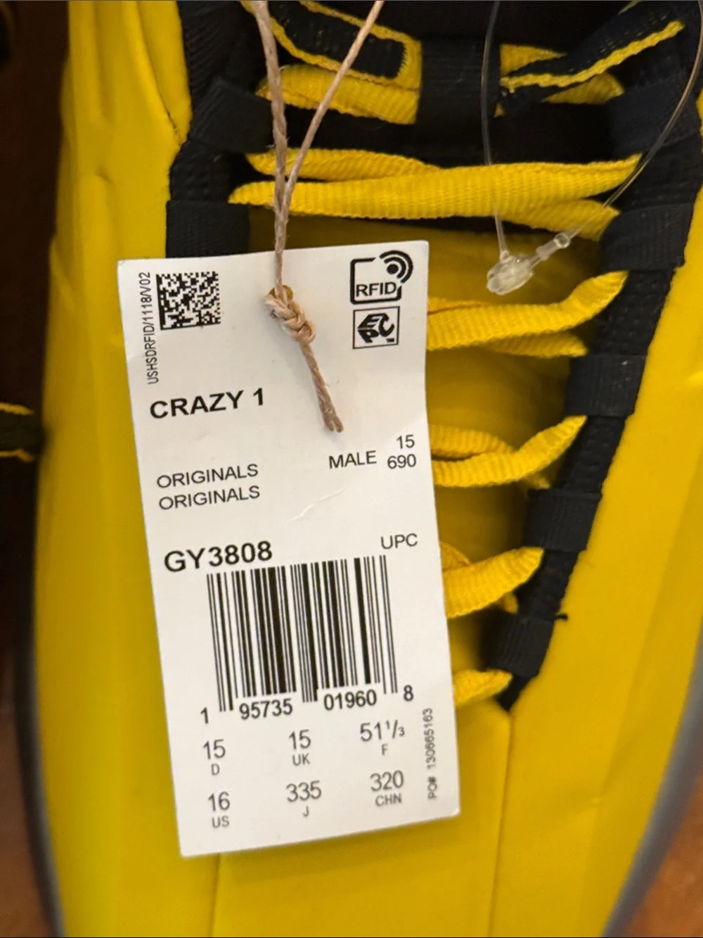 adidas Crazy 1 Kobe Sunshine 2022 Team Yellow Black GY3808 Men’s Sneaker Sz 16